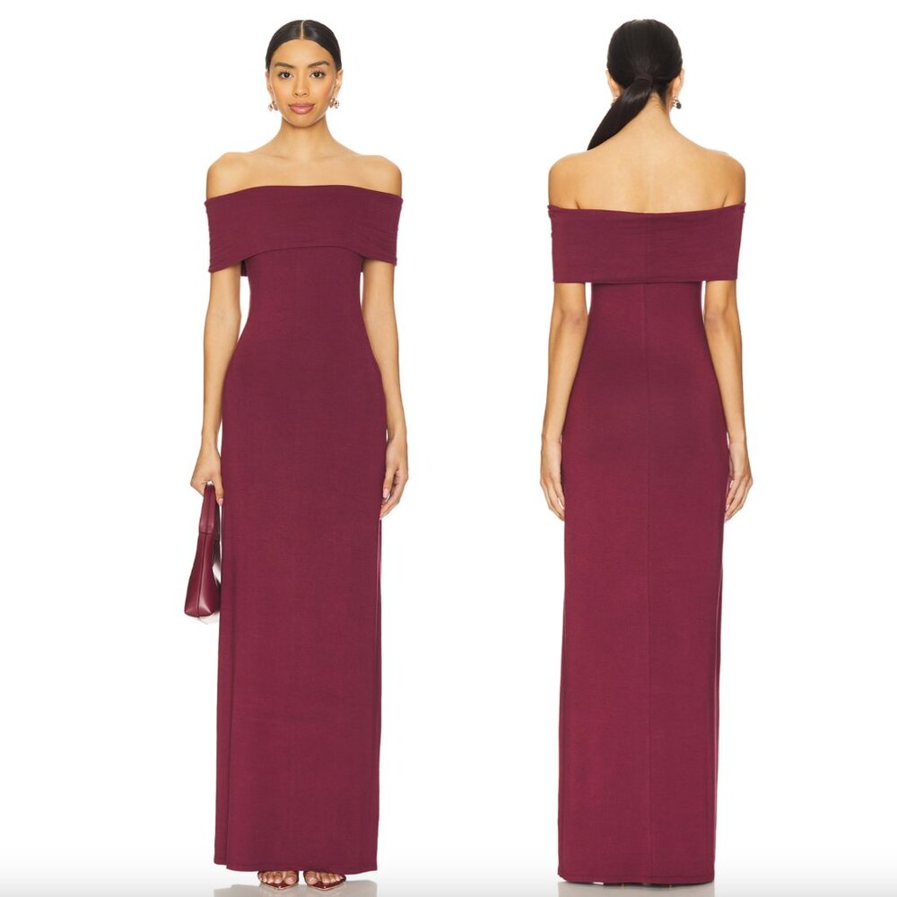 NEW ALL THE WAYS Sienna Maxi Dress Oxblood Red Off Shoulder Formal Gown Sundress